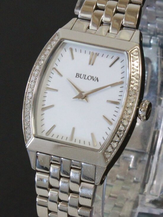 Bulova Ladies Diamond Accent Quartz Watch Diamond Embedded Bezel 26mm main image 7